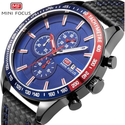 Top Brand Luxury Men Sports Watches MINIFOCUS Quartz Date Clock Man Leather Army Military WristWatch For Male Relogio Masculino