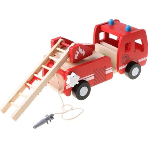 Wooden Fire with Firefighter Play Figure Colorful Playset Pretend Toy