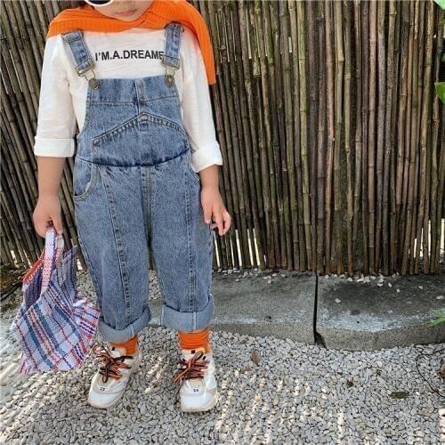 Childrens Denim Overalls 2019 Autumn New Kids Girls Casual Denim Pants Toddler Trousers Baby Boys Suspender Pants Jeans 2-7Y