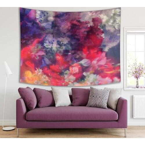 Tapestry Flowers Summer Garden Nature Classic Colorful Floral Pattern Printed Red White Blue
