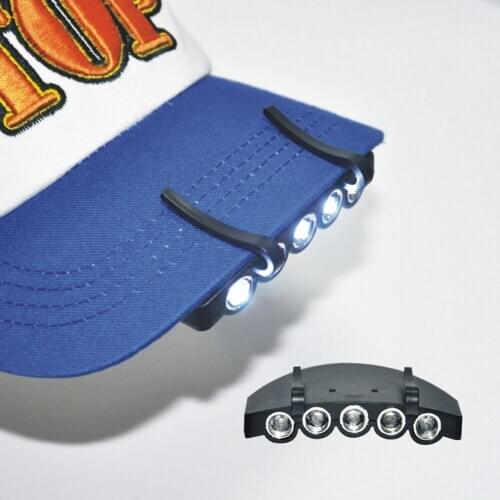 Clip On 5 LED Head Cap Hat Light Head Lamp Torch Fishing Camping Hunting Outdoor Lampe 5 Led Clipsable Sur Casquette