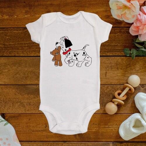Cartoon Disney 101 Dalmatians Newborn Clothes Little Spotted Dog Graphic Toddler Bodysuits Harajuku Baby Romper 0-24M