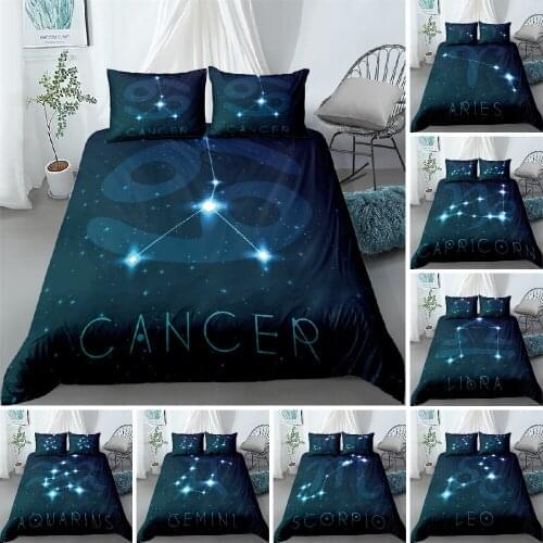 The zodiac style HD Digital ZODIAC Print Bedding Sets Duvet Cover Pillowcase 2/3pcs Bed ClothesUS/AU/EU Size