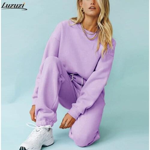 Luzuzi Casual Tracksuit Women Sports 2 Pieces Set Sweatshirts Pullover Hoodies Suit 2020 Loose Home Sweatpants Shorts Outfits