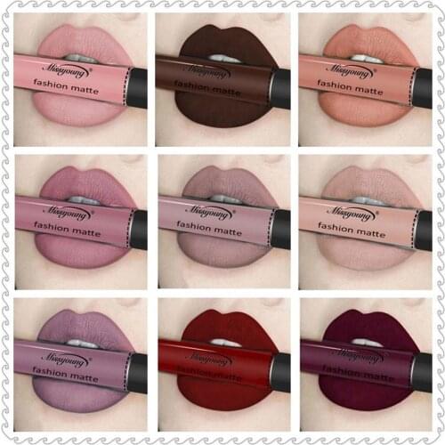 Matte Velvet Liquid Black Lipstick Brown Easy To Color Lip Gloss Long Lasting Sexy Lip Makeup Cosmetic Maquiagem