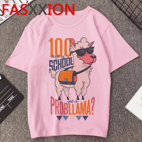 No Prob Llama T Shirt Women Kawaii Llama Graphic Tees Femme Plus Size No Drama Llama Tshirt Summer Top Oversized T-shirt Female