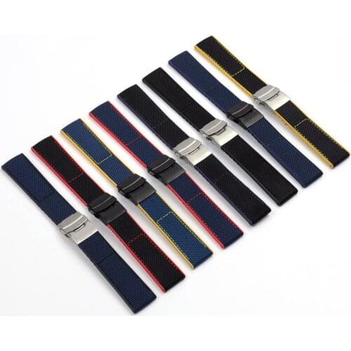 22mm 24mm Black Yellow Red Blue Nylon Rubber Watch band For Breitling Strap NAVITIMER WORLD Avenger navitimer bracelet