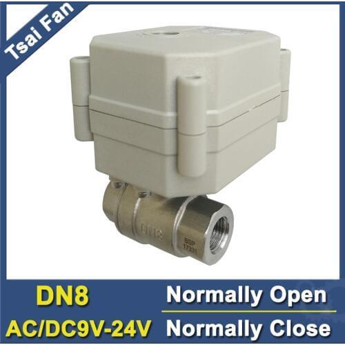 DN8 Normally Open/Close Valve AC/DC9V-24V 2/5 Wires Electric Shut Off Valve SS304 1/4''Motorized Valve With Position Indicator