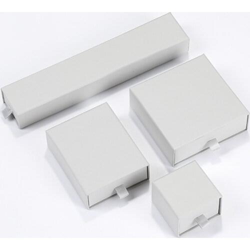 2021 New Grey Kraft Paper Drawer Jewelry Packaging Boxes Four Size High Quality Package Box Case For Necklace Earrings Ring