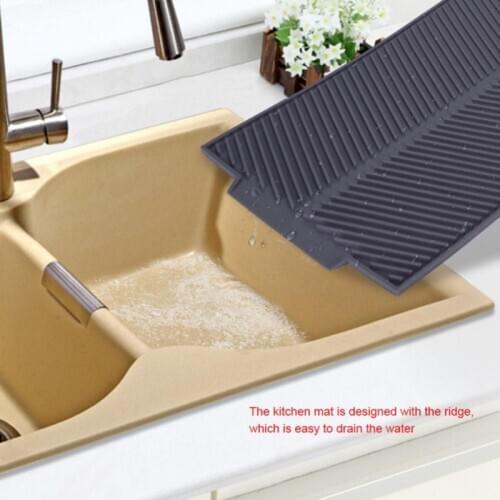 New Rectangular Silicone Drain Mat Heat-Resistant Non-Slip Tray Thickened Drainage Mat Kitchen Utensils