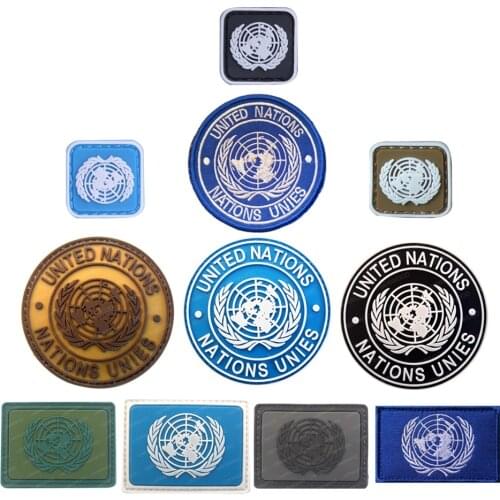 Un United Nations U.N. Badge Pvc Embroidery Tactical Army Airsoft Patch Badge Hook Military Brassard Combat Armband Patch