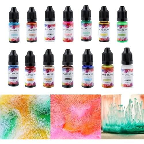 24 Colors/10ml UV Ultraviolet Curing Resin Diffusion Pigment alcohol ink Liquid Colorant Dye Ink for Epoxy Resin Jewelry Making