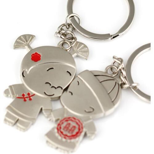 Pobaby Couple Keychain Fashion Romantic Wimpy Kid Wedding Ceremony Key Chain Ring Keyring Keyfob Accessories Keyrings Present