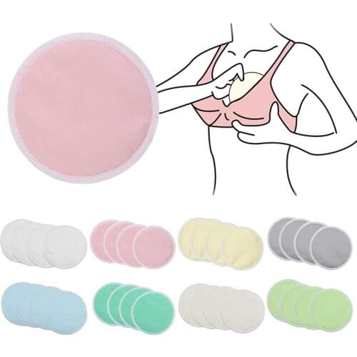 2pcs 3 Layers Cotton Reusable Breast Pads Nursing Waterproof Organic Plain Washable Pad Baby Breastfeeding Accessory