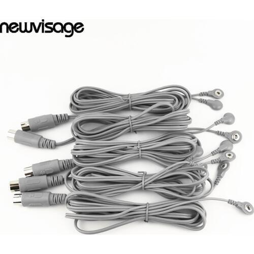 5pcs 2.15M 5P Button Cable for EMS Electro Pad Magic Glove Repalce Line for Muscle Stimulation Body Toning Beauty Machine