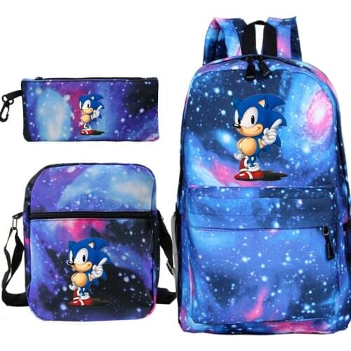 Hot Sale Sonic Backpack Children BookBag Boy Girl School Bags Casual Shoulder Bag Teens Travel Sport Knapsack 3pcs Set Mochilas