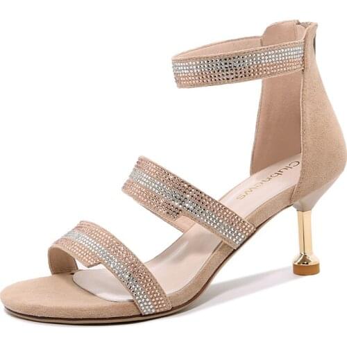 Open Toe Stiletto Sandals, Back Zipper, Solid Color Shoes, WomenS Platform WomenS Shoes