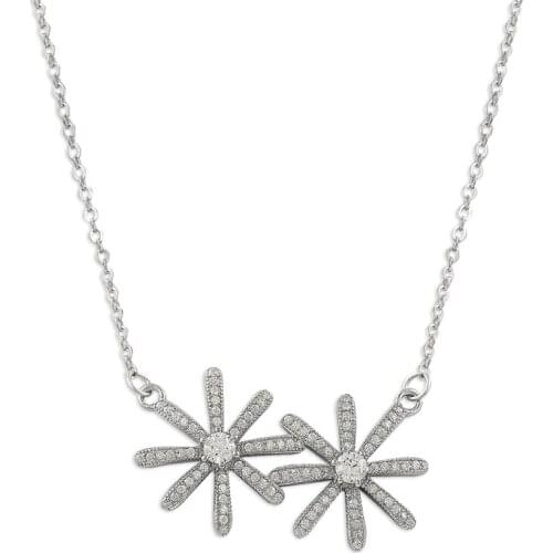 Silver 925 Sterling Rhodium Plated Zircon Necklace