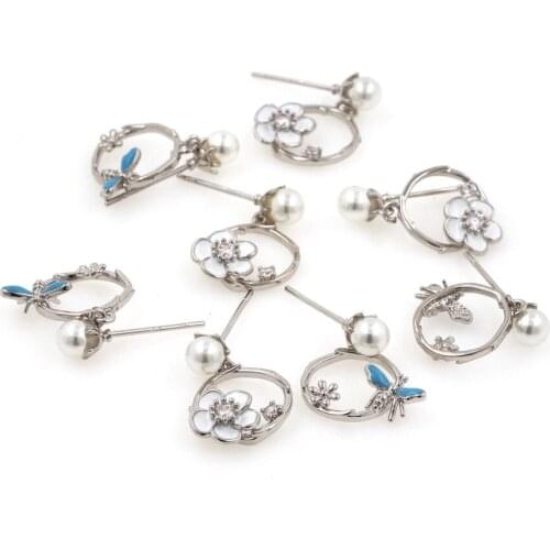 Flower Earrings,Silver Flower Earrings, Wreath Earrings, Dragonfly Earrings, Exquisite Dragonfly Earrings, Jewelry Dharm