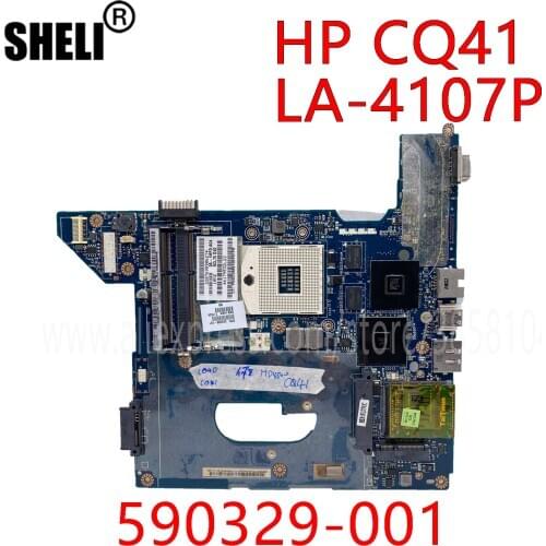 SHELI For HP CQ41 Laptop Motherboard LA-4107P 590329-001 590329-501 590329-601 With HD4350 Video Card