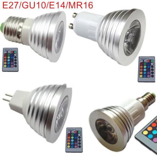 10Pcs 3W LED RGB Spotlight Color Changeable RGB LED Bulb Spot Light Down Light with remote E27/E14/B22/MR16/GU10 RGB LED Light