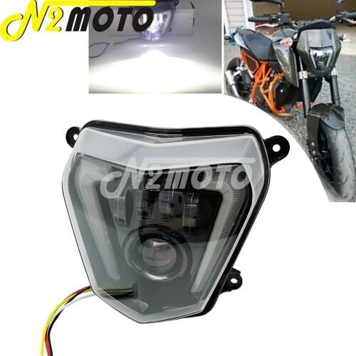 For 690 690R Naked Bike Enduro LED Headlight Replacement Assembly Angel Eyes LED Daytime Running Light HI/LO Beam 12-19