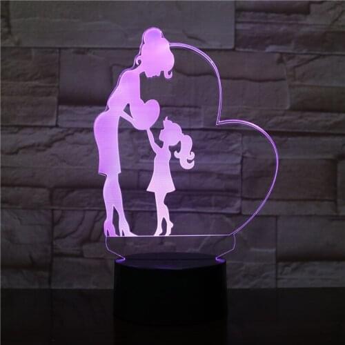 LED Night Light with Sensor 3D Acrylic Lamp Maternal love Bluetooth Base Neon Nightlight Present on Mothers Day Gift