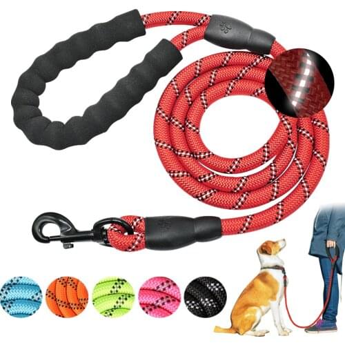 Large Dog Reflective Rope Durable Large Dog Leash Walking Big Dog Collar Strengthen Traction Harness Round Nylon Medium Dog Lead