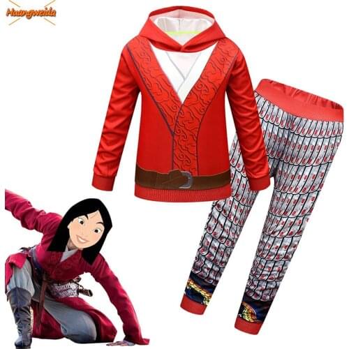 Hua Mulan Girls Sweater Costume Kids Hoodies Dress Children Halloween Costume for Kids Mulan Cosplay Anime Carnival Clothes