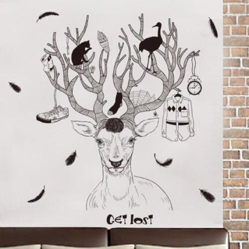 120*120cm DIY Creative Elk Living Room Decoration Wall Sticker Modern Sofa Background Picture Abstract Poster