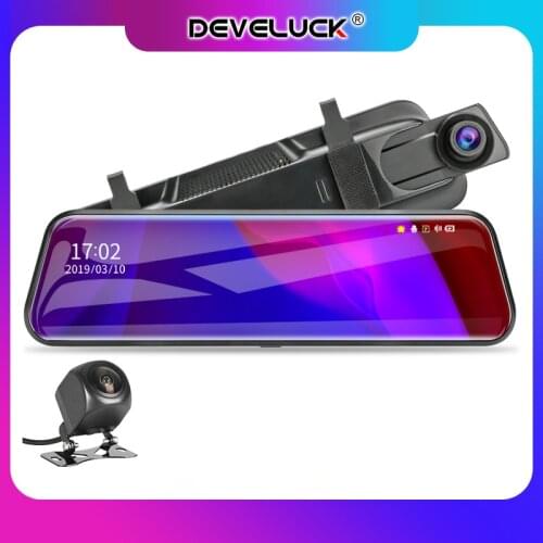 Develuck 10 Inches 2.5K Car DVR Touch Screen Stream Media Video Recorder Dual Lens Support Night Vision Dash Cam Parking Mode