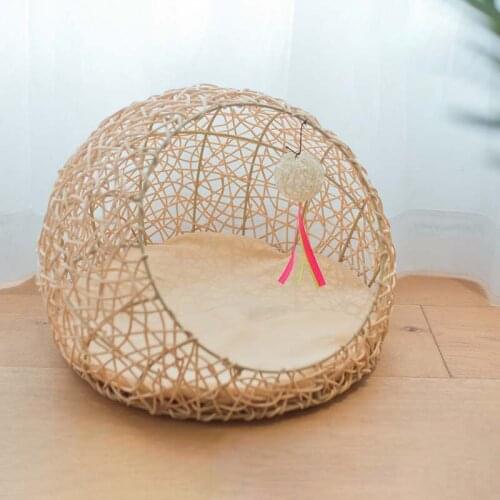 Four seasons universal cat litter semi-open large pet bed toy removable and washable summer rattan kennel