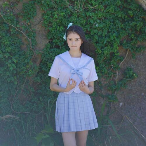 Japanese School Uniform For Girls Sailor Tops+Tie+Skirt Navy Style Students Clothes For Girl Plus size Lala Cheerleader clothing