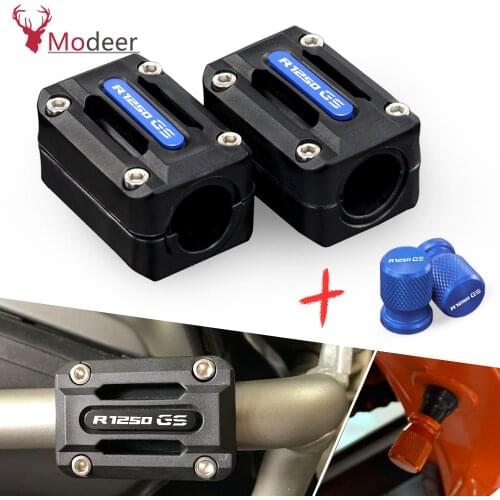 For BMW R1250GS HP ADVENTURE LC Engine Guard Bumper Protection Decorative Block Crash Bar + Wheel Tire Valve Stem Caps Covers