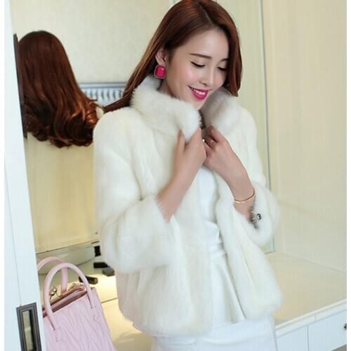 Faux Fur Coat Women Fake Mink Fur Jacket Plus Size White Jackets For Women Winter 2020 Chaquetas Invierno Mujer KJ307