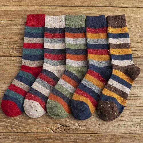 Winter Socks Women Cotton Knitting Striped Warm Socks Thick Retro Japanese Style Fancy Woolen Socks
