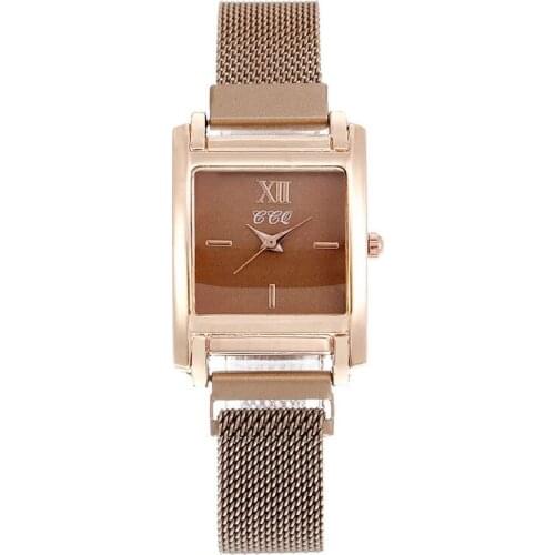 100pcs/Lot CCQ Fashion Roman Numerals Magnetic Watch Women Casual Square Wristwatch Ladies Clock Zegarek Damski Wholesale