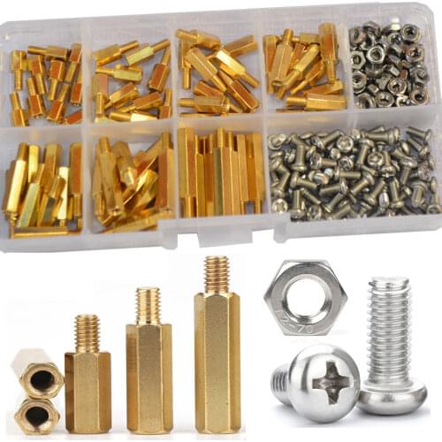 120-240Pcs M2 M2.5 M3 M4 Hex Brass Standoff Male Female Thread Pillar Spacer Mount Screw Nut PCB Motherboard Assortment Kit