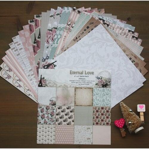 24pcs 6" Single-sidemost first day creative papercraft art paper handmade scrapbooking kit set books P1017