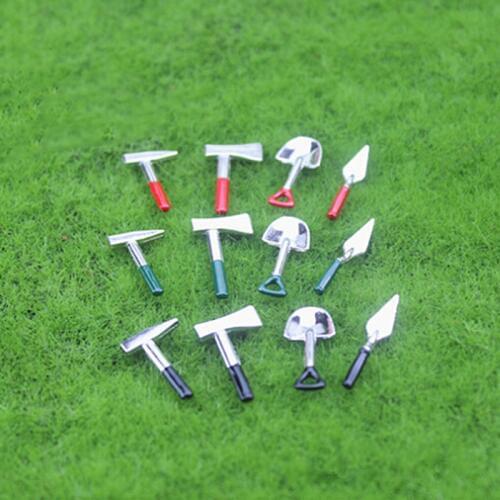 4pcs Garden Tools Dollhouse 1/6 or 1/12 Alloy Tools Miniature Doll Room Accessories Set Creative Doll Garden Tool Toy Models