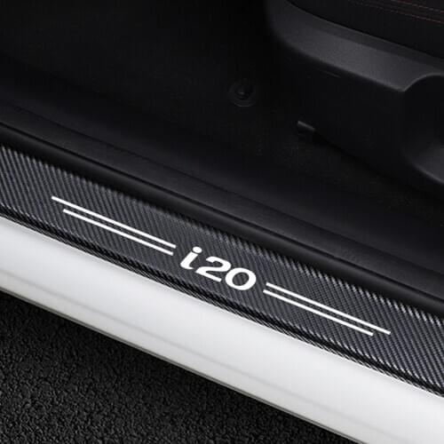 4PCS Car Door Plate Scuff Protection Door Step Decoration Stickers For Hyundai i20 Carbon Fiber Door Sill Protector Accessories
