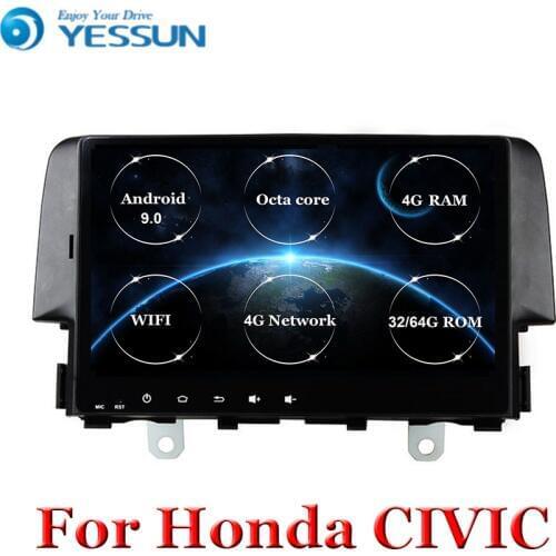 9" Android 9.0 Car GPS Radio Player for Honda Civic 2015 2016 with Octa Core 4G RAM Auto Multimedia Stereo video DSP