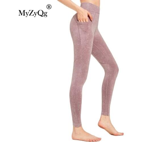 MyZyQg Seamless Wash Yoga Pants Women Pocket Slim Peach Hip Running Leggings Fitness Tight Sweatpants Sportswear Sports Trousers