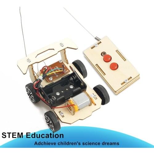 Wood Model Hand Made DIY Toys Wireless Remote Control Car STEM Toys Science Experiment Kit Technology Puzzle Toys For Kids