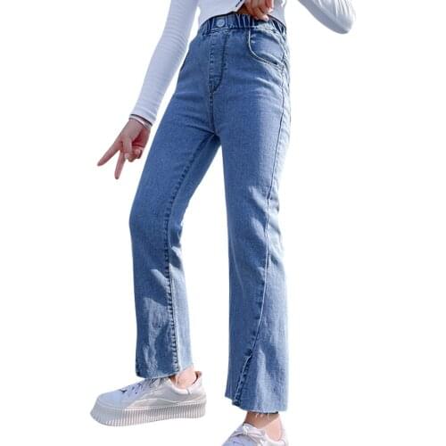 Big Girls Jeans Solid Color Childrens Jeans For Girls High Quality Jeans For Children Teenage Childrens Clothing 6 8 10 12 14
