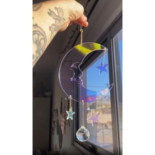 Suncatcher Crystal Window Hangings Window Decor//Celestial Moon and Star Window Hanging Gifts for Friends-Home Decor- Gift Ideas