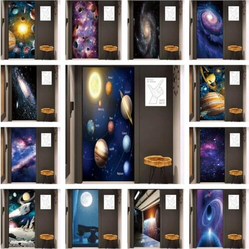 Vast Starry Sky Sticker for Kids Room PVC 3D Visual Door Stickers Wall Decor Outer Space Theme Children Bedroom Decoration Mural