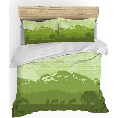 2/3 Piece Animal Cow Double King Bed Childrens Bedding Set Luxury Full-Size Set Pink Bedspread Set Duvet Cover Bedroom