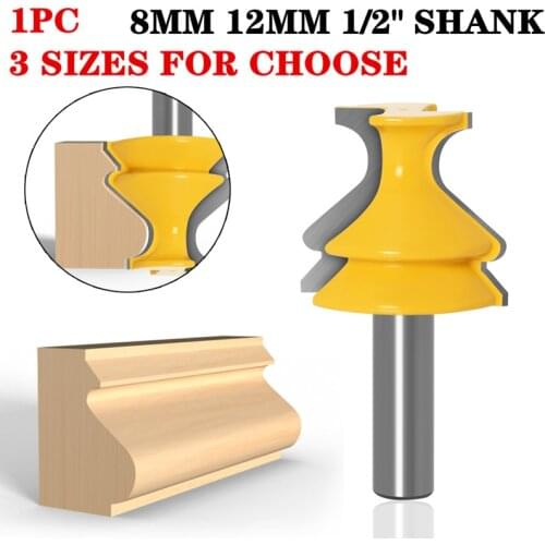 1pc 8mm/12mm/12.7mm Shank Handrail Router Bits Casing Base CNC Architectural Molding Line Woodworking Cutters Face Mill