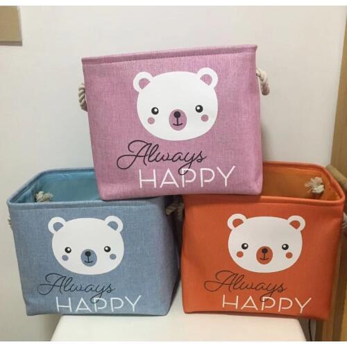 Cartoon Bear Storage Box For Kids Toys Clothes Organizer Bin Home Wardrobe Desktop Cosmetic Jewelry Debris Sundries Basket